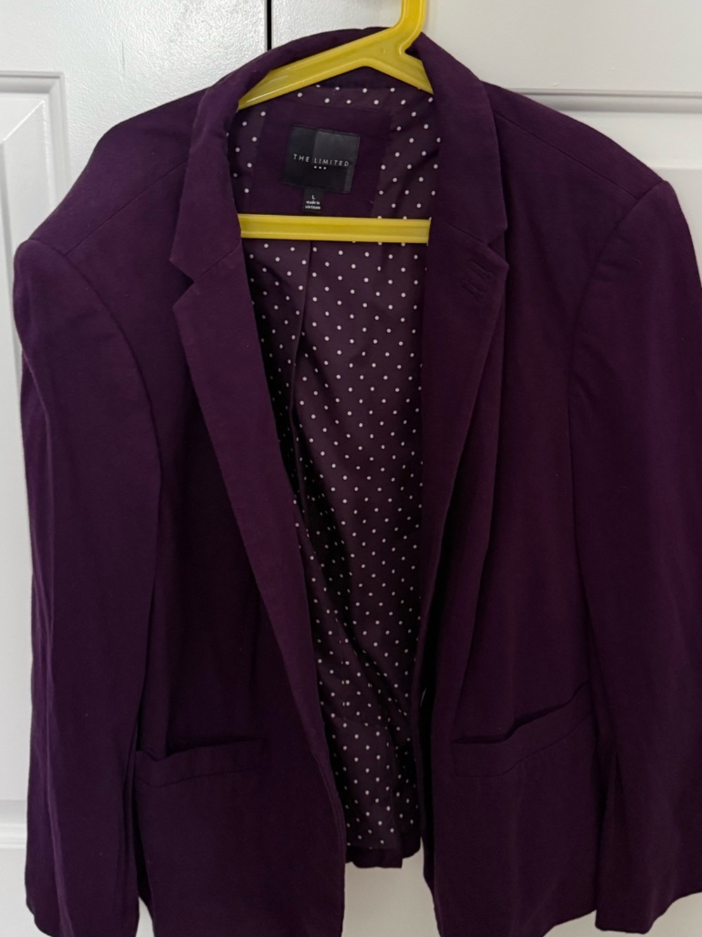 The Limited Deep Purple Women's Blazer with Polka Dot Lining